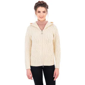 Ladies Merino Wool Double Collar Zipped Cardigan Made in Ireland