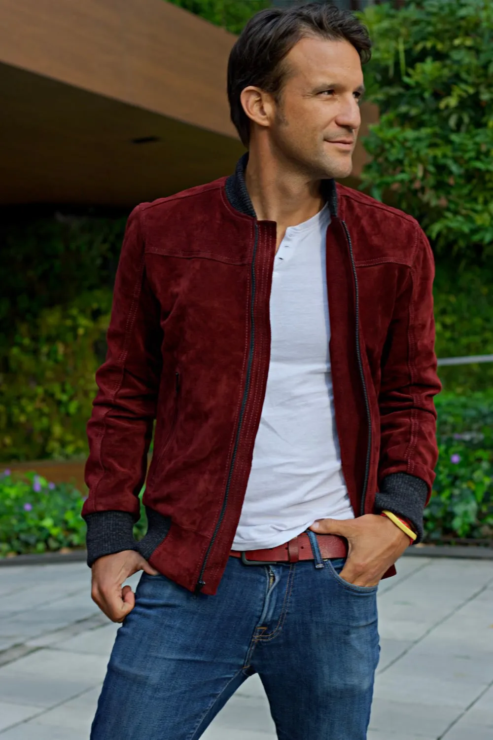 LAFAYETTE DB Leather Jacket Bomber lightweight - Suede  - Mahogany