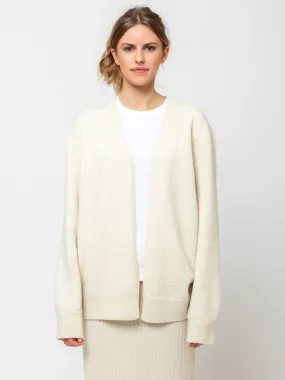 Line Quilt Cardigan - Raw White