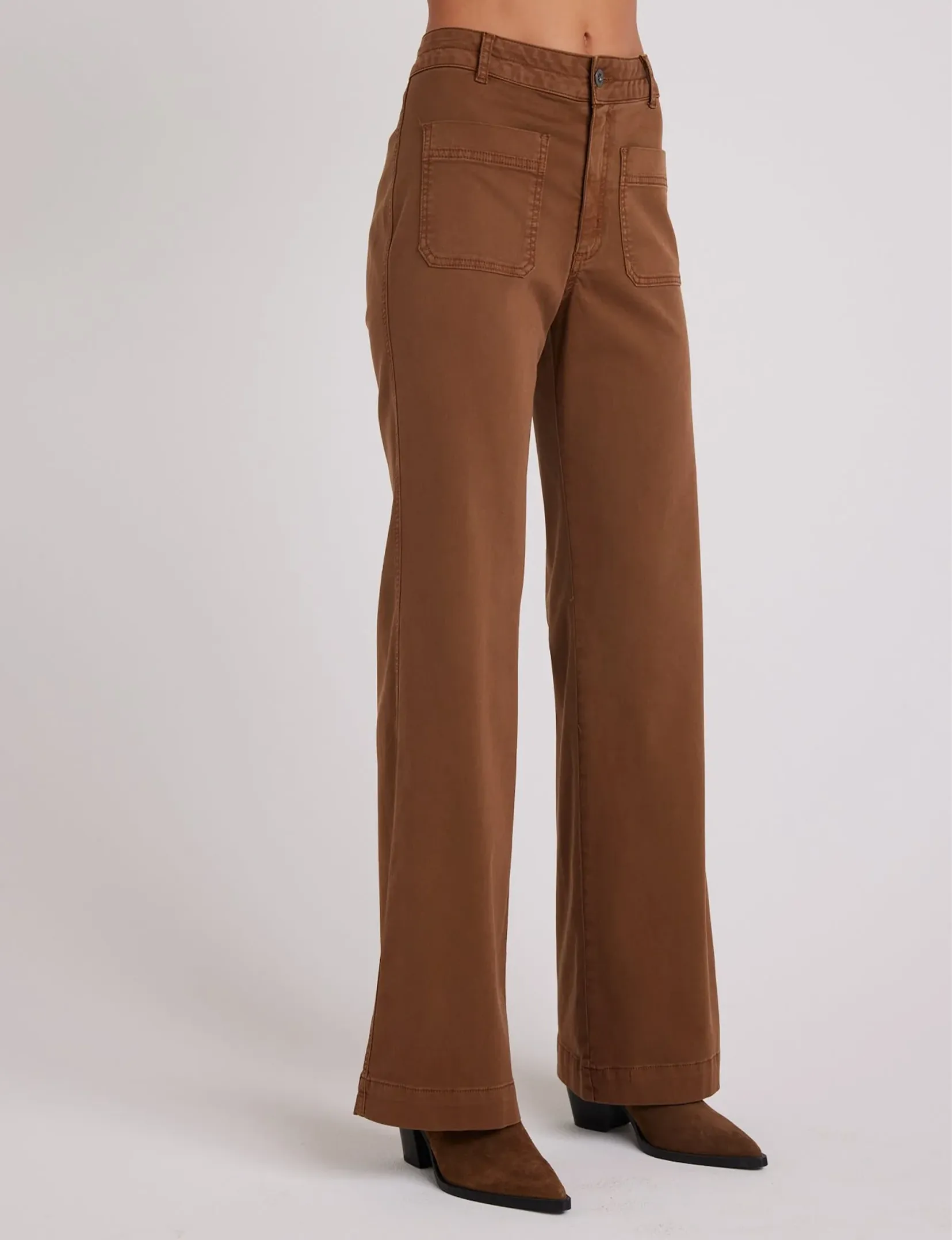 Lola Two Pocket Wide Leg Pant, Spiced Brown