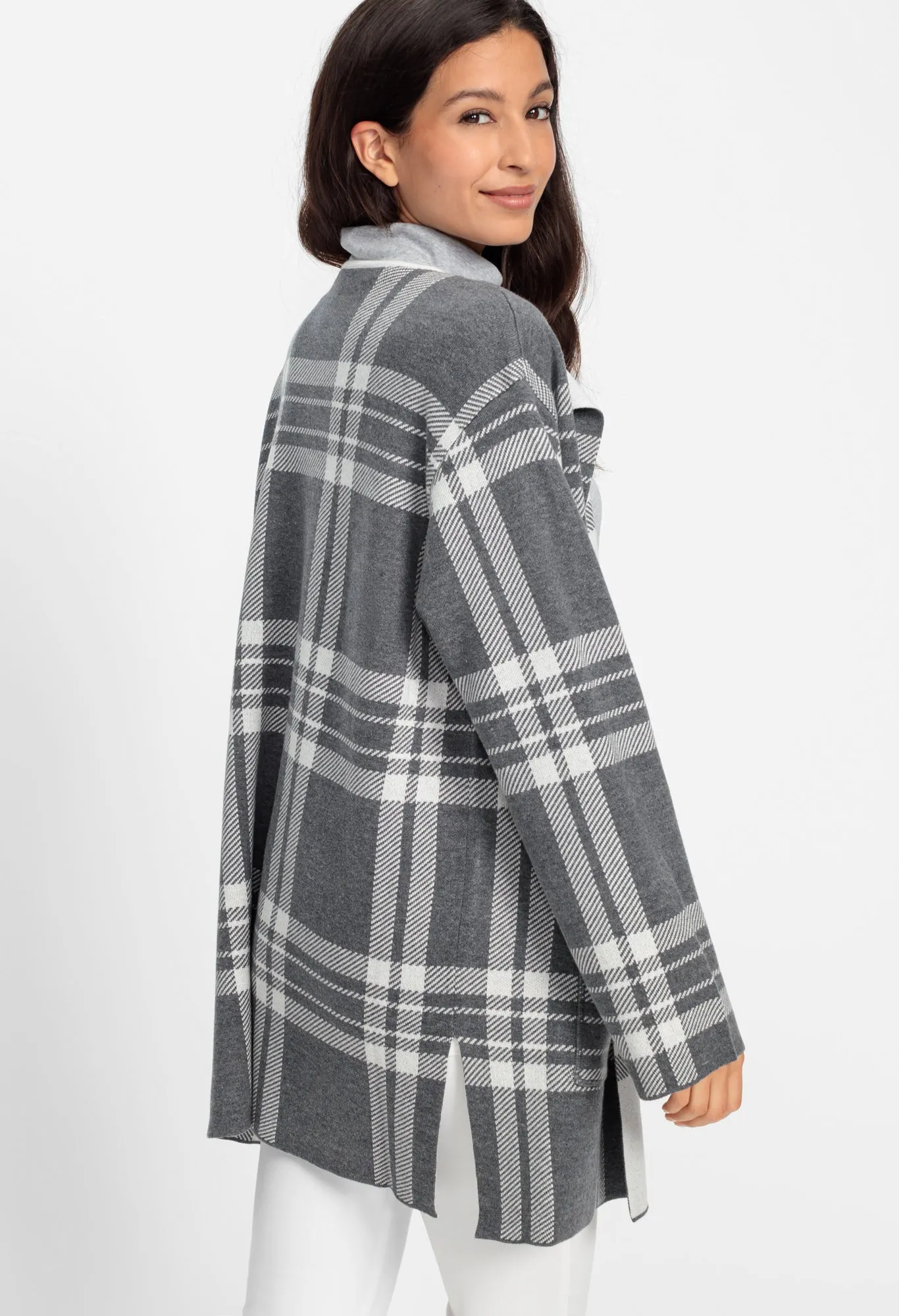 Long Sleeve Check Cardigan