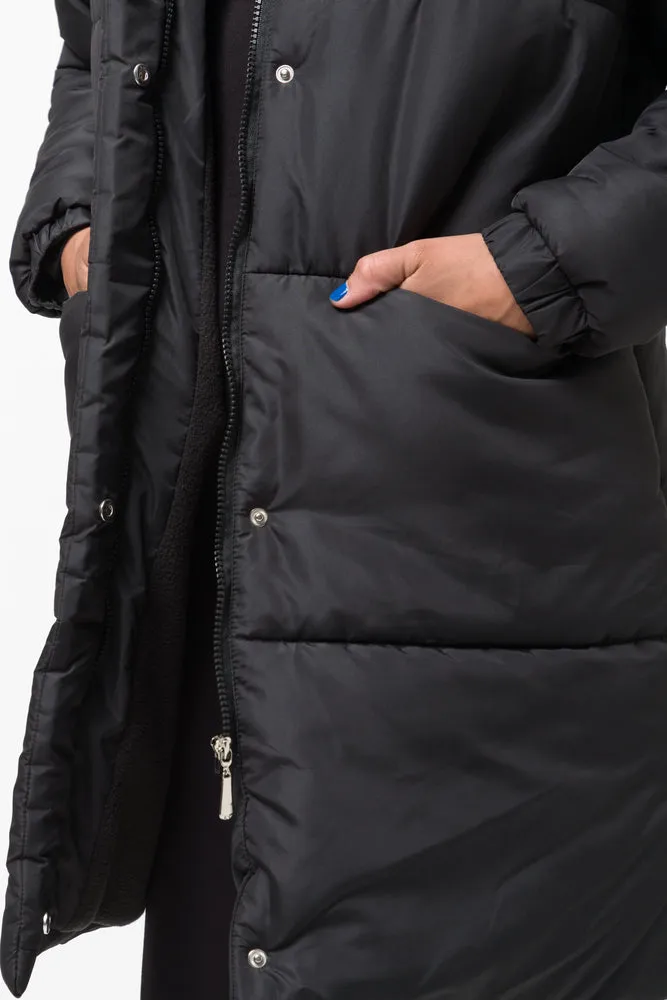 Longer Length Puffer Coat Black