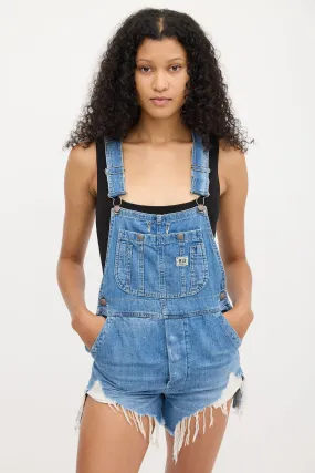 Medium Wash Brindley Denim Distressed Overall Short