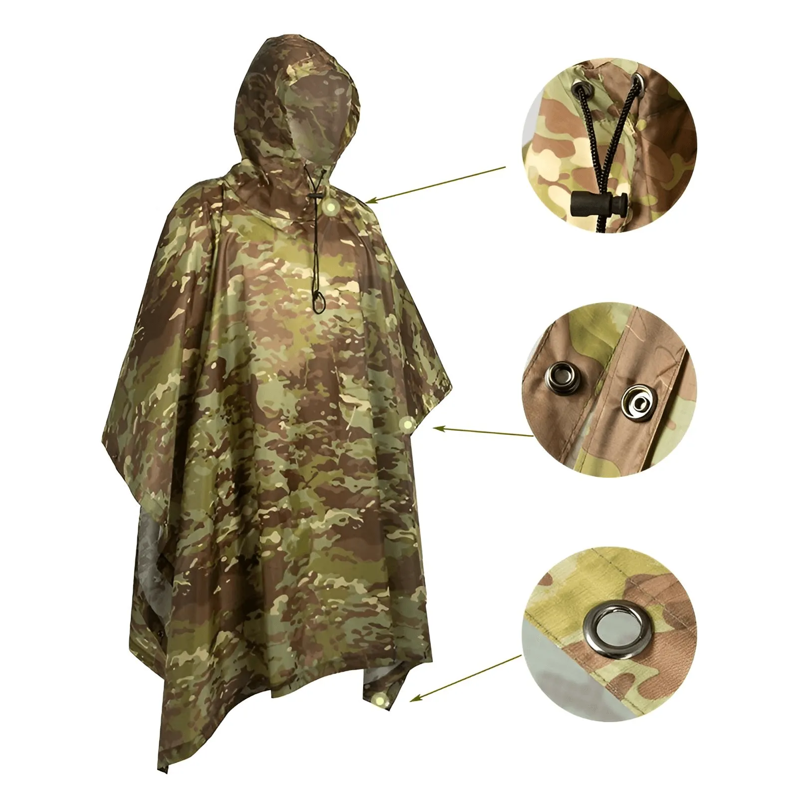 Military Impermeable Men's Camo Rain Poncho Waterproof Zipper Rain Coat Men's Raincoat Motorcycle Rain Poncho