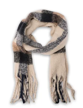 Mocha Big Block Scarf- Natural