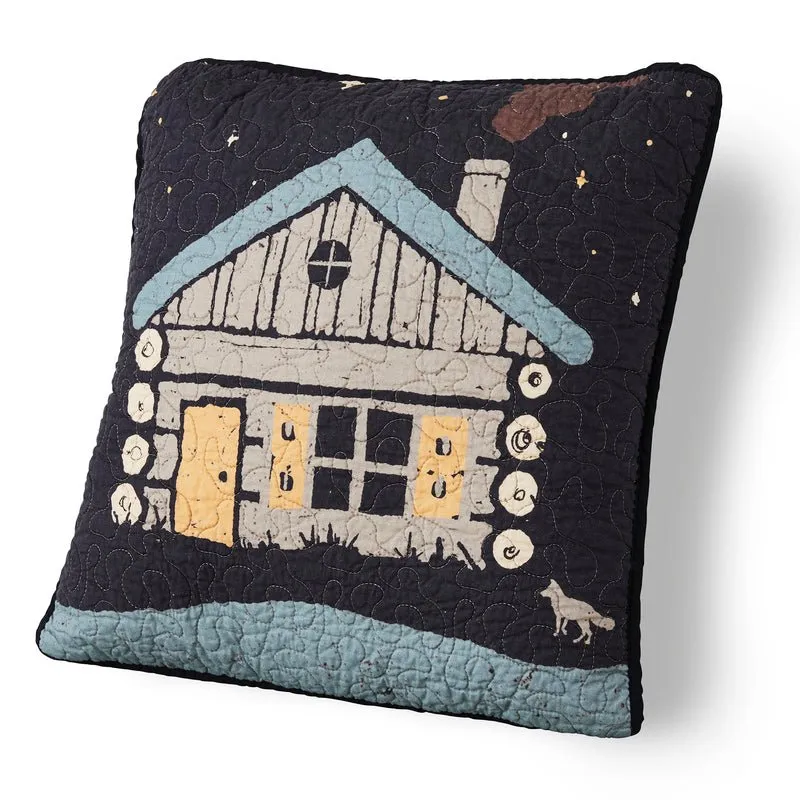 Moonlit Log Home & Fox Throw Pillow