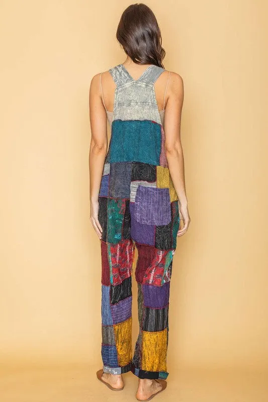 Multi Handmade Bohemian Gypsie patch jumpsuit overall