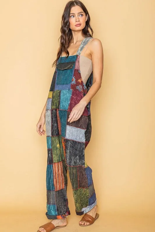 Multi Handmade Bohemian Gypsie patch jumpsuit overall