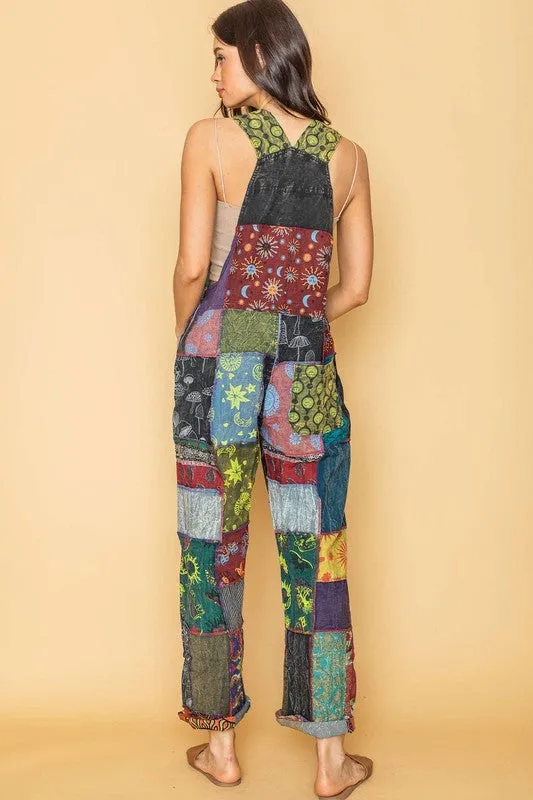 Multi Handmade Bohemian Gypsie patch jumpsuit overall