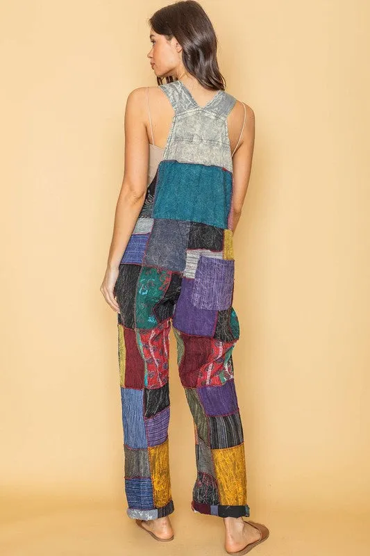 Multi Handmade Bohemian Gypsie patch jumpsuit overall