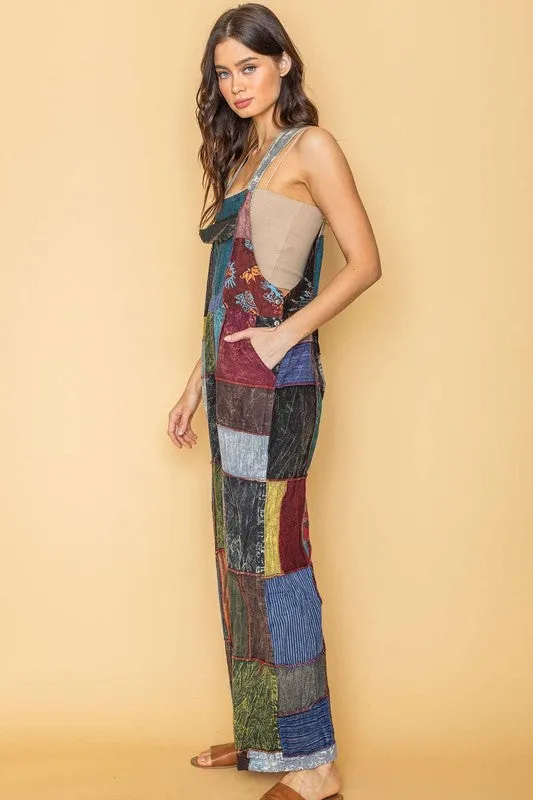 Multi Handmade Bohemian Gypsie patch jumpsuit overall