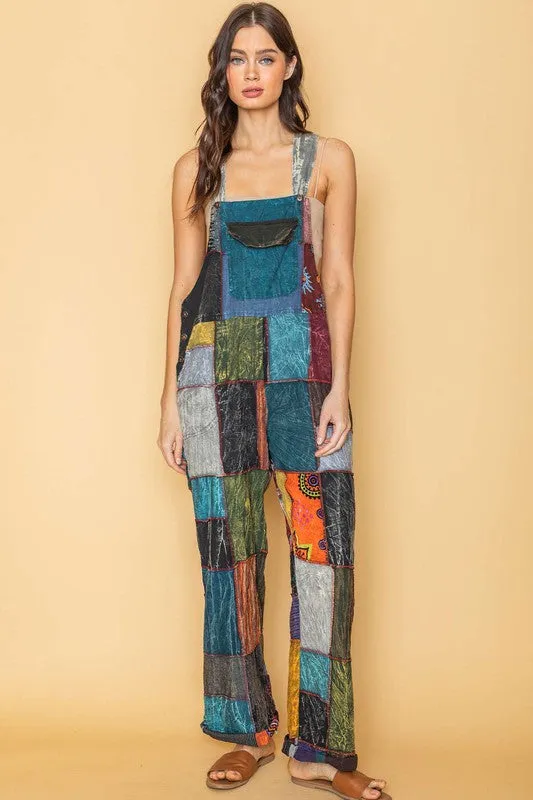 Multi Handmade Bohemian Gypsie patch jumpsuit overall