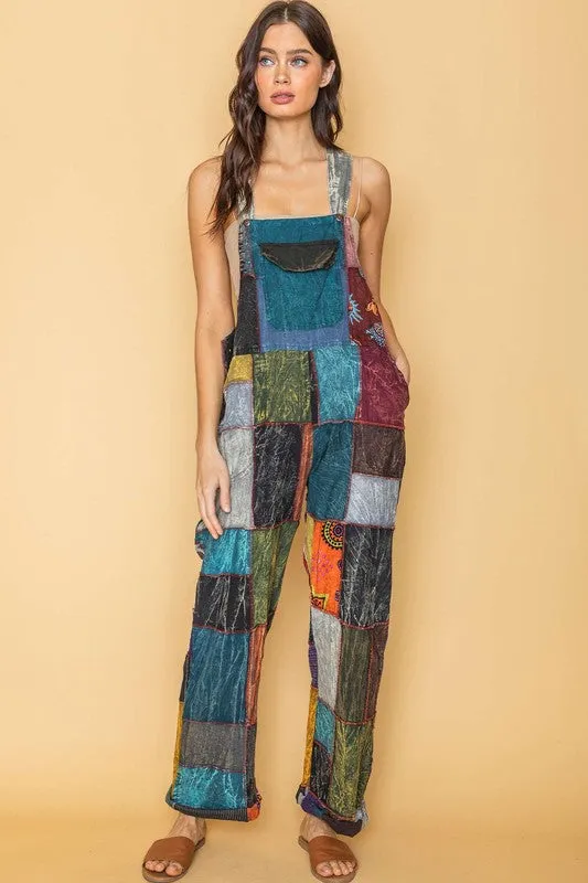 Multi Handmade Bohemian Gypsie patch jumpsuit overall