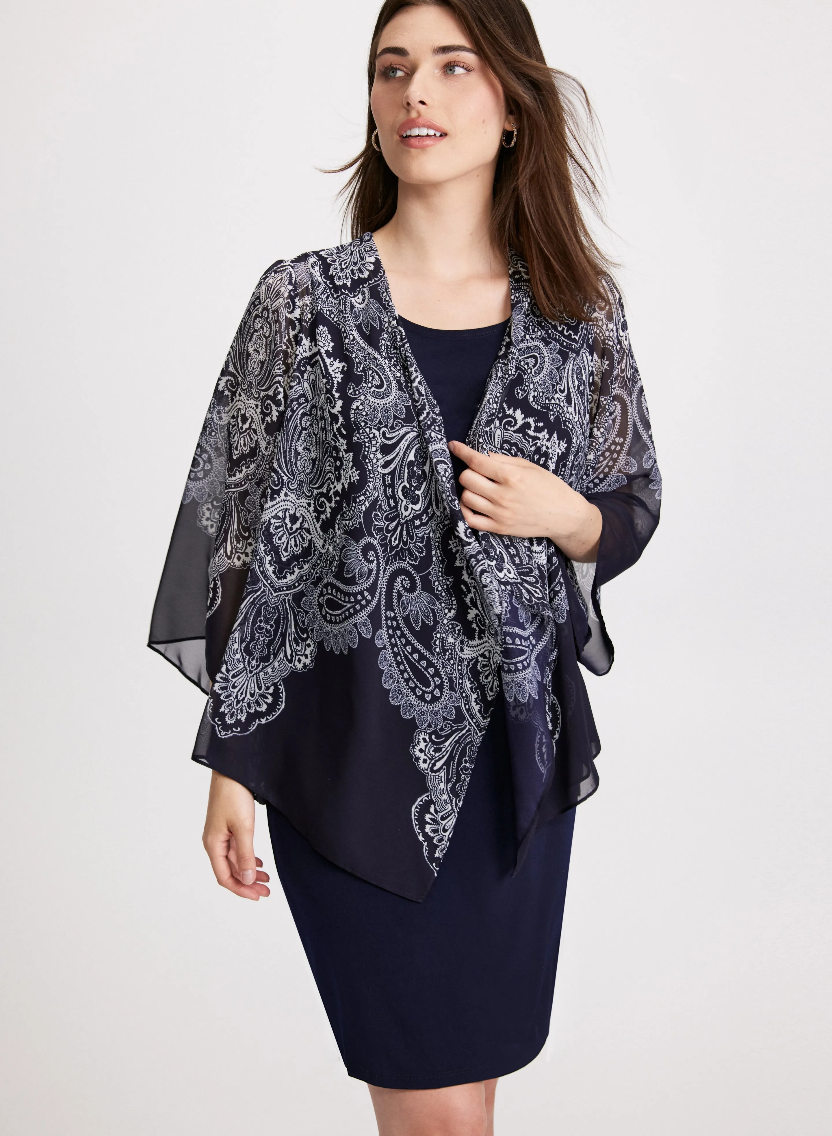 Paisley Print Fooler Cardigan Dress