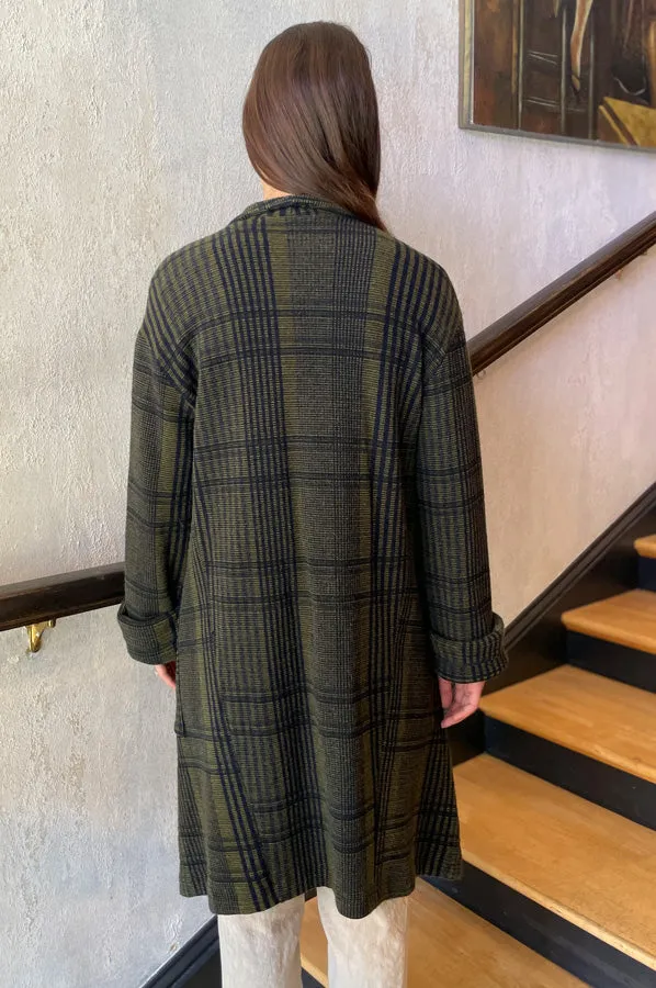 Plaid Long Jacket - Green