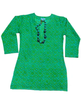 Raja Cotton Tunic Turquoise Green Tie Dye