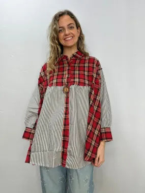 Red Mix-Match Plaid with Pockets