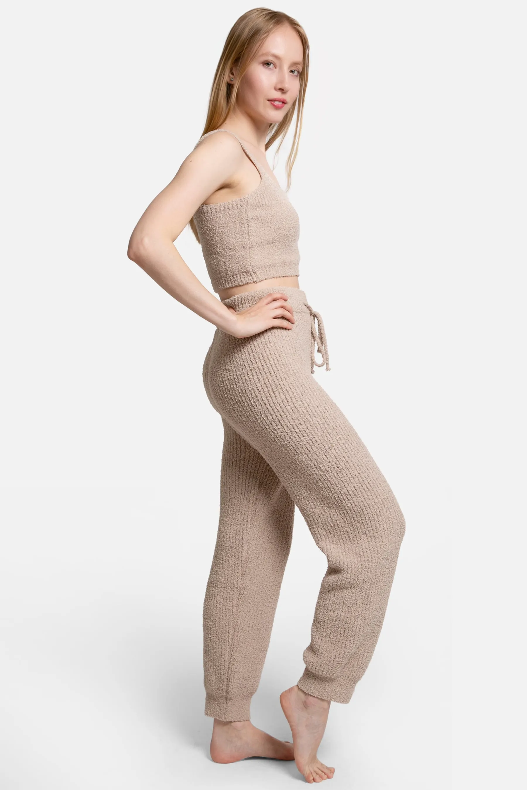 Ribbed Ultra Soft Joggers in Beige