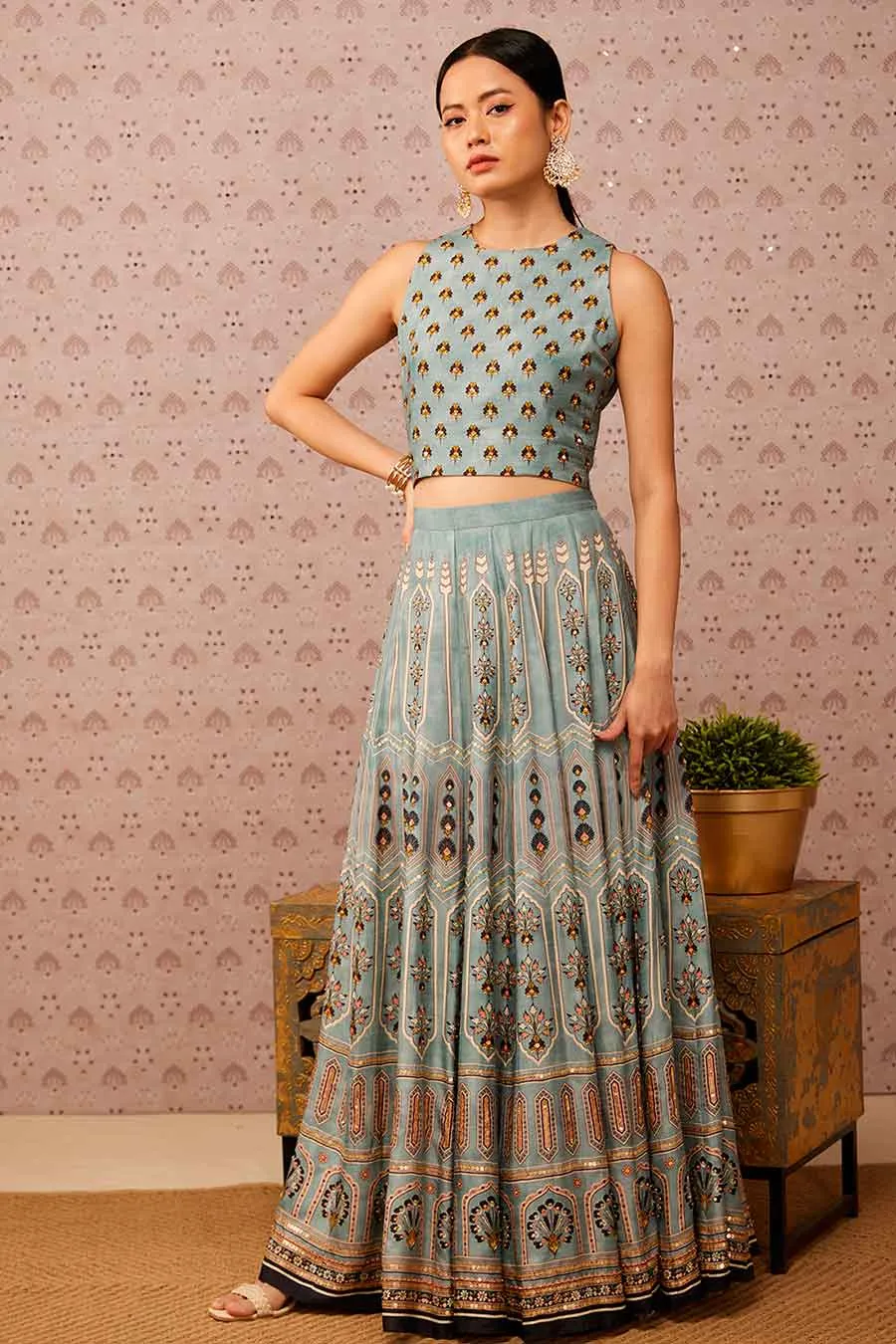 Sarouk Embroidered Lehenga Set With Dupatta