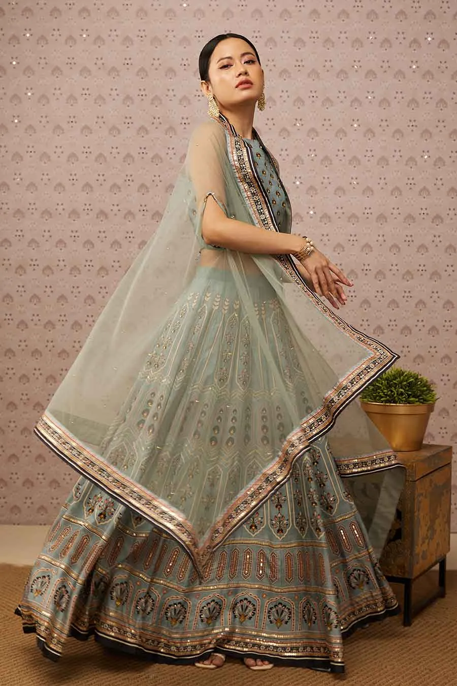 Sarouk Embroidered Lehenga Set With Dupatta