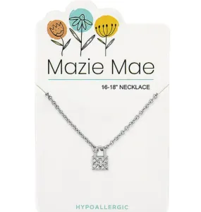 Silver CZ Padlock Mazie Mae Necklace