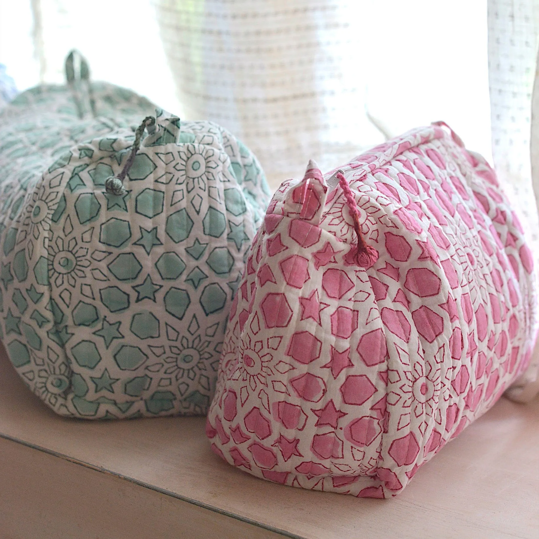 'Starry Nights' Block-printed Sponge Bag Duo