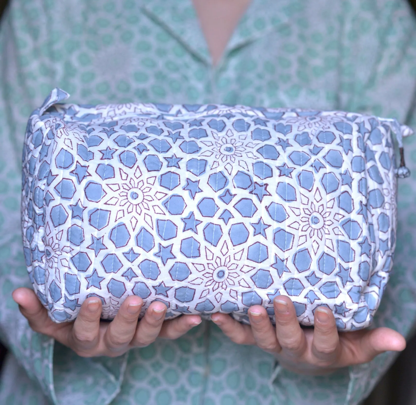 'Starry Nights' Block-printed Sponge Bag Duo