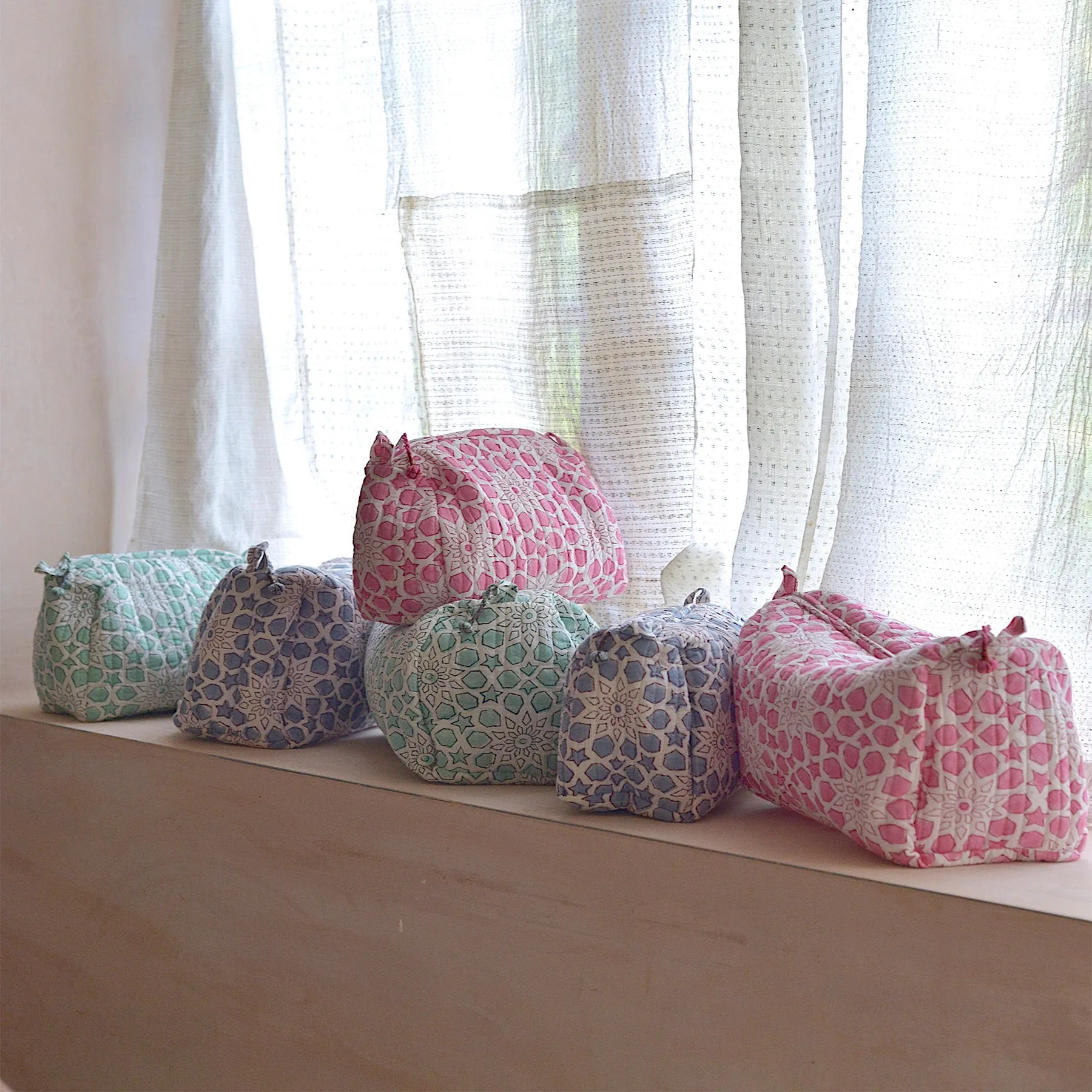 'Starry Nights' Block-printed Sponge Bag Duo