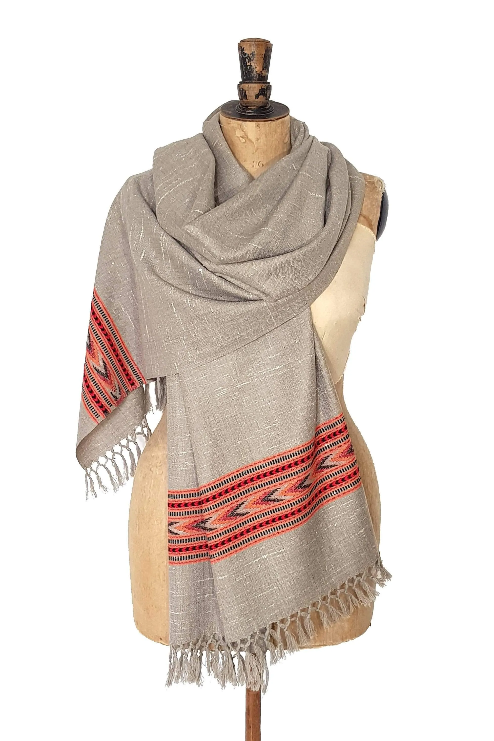 Taupe Kulla Handwoven Scarf