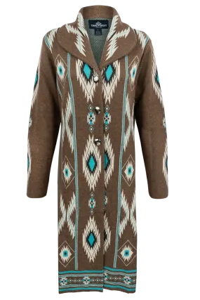 Time of the West Southwestern Sweater Coat - Brown