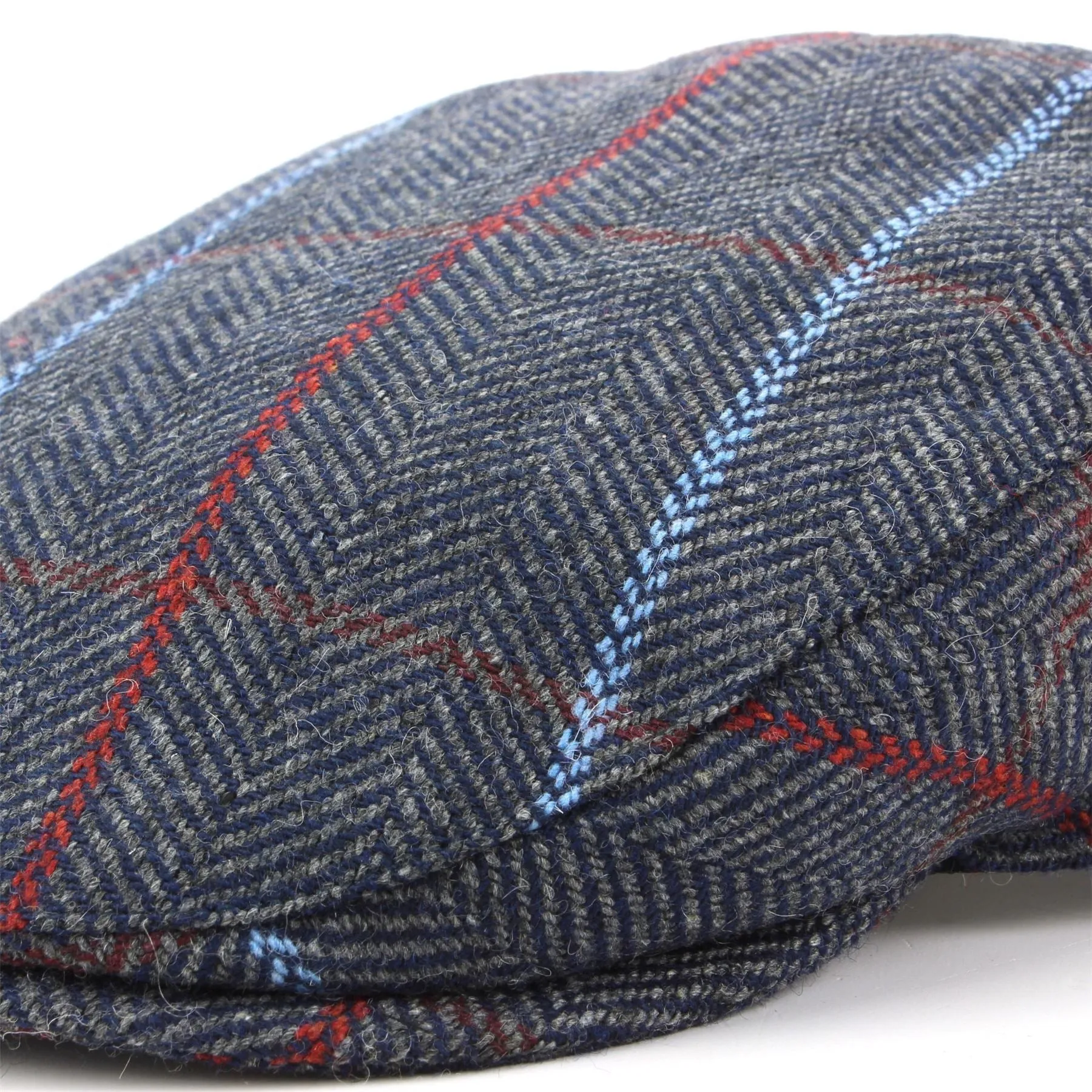 Tweed Flat Cap with Quilted Lining - Blue