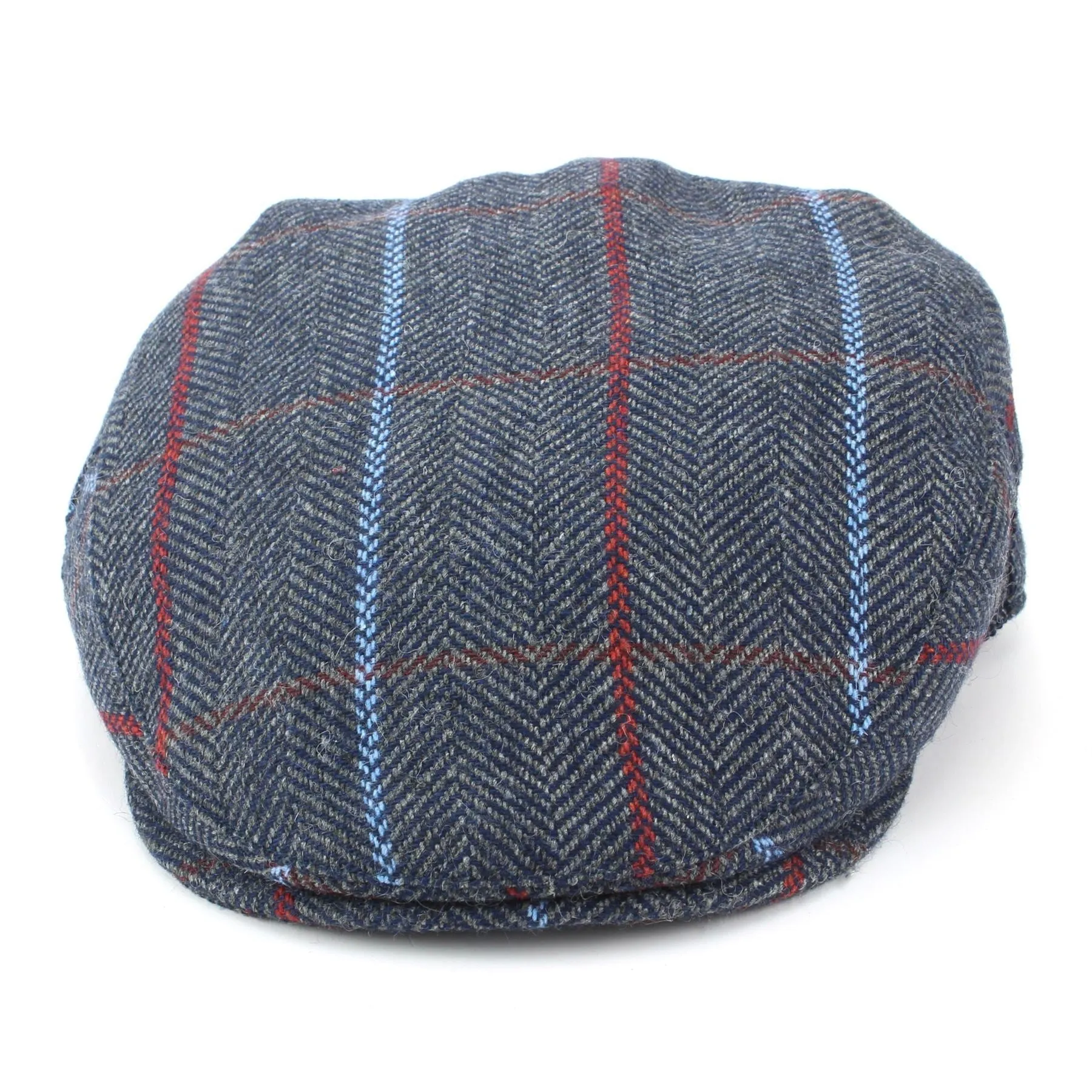 Tweed Flat Cap with Quilted Lining - Blue