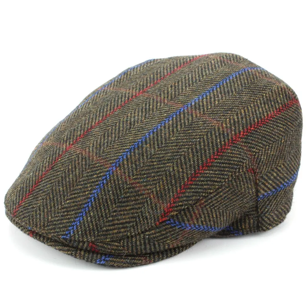 Tweed Flat Cap with Quilted Lining - Brown