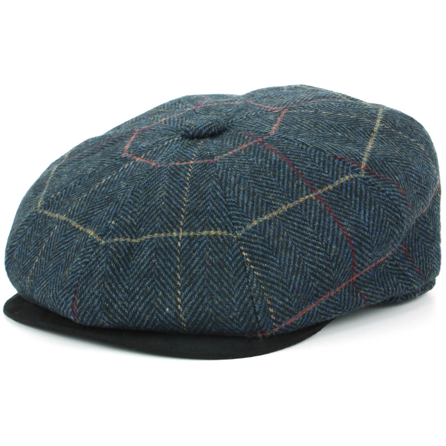 Tweed Peaky Blinders Gatsby Newsboy 8 Panel Flat Cap - Blue