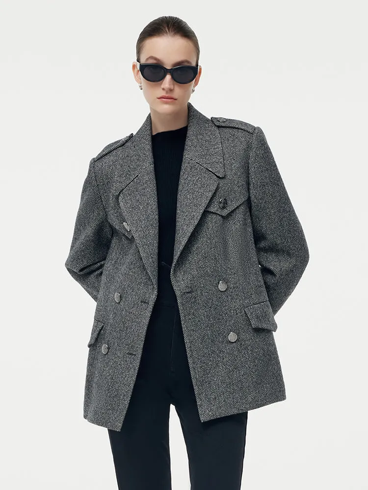 Washable Wool Quilted Women Coat With Belt