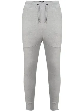 Winston Piqué Panel Cuffed Joggers in Light Grey Marl