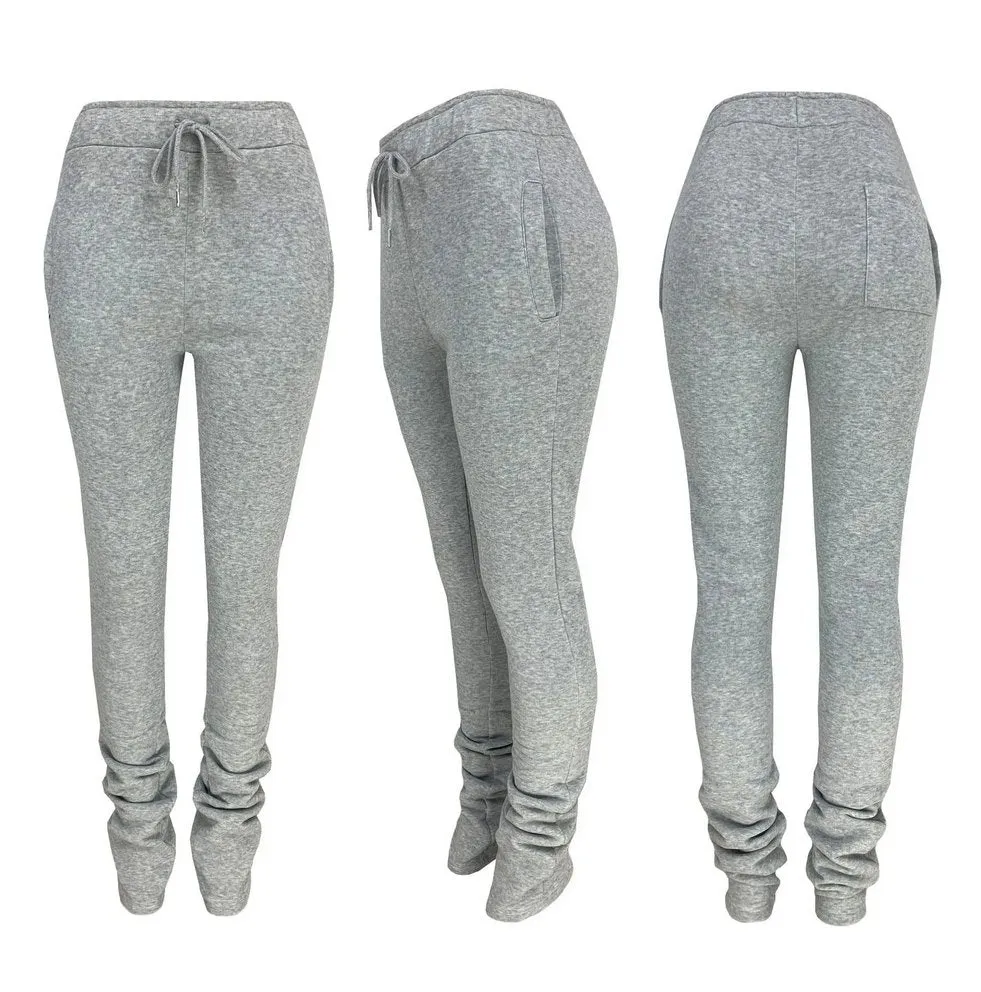 Winter Sweatpants, Thick Fleece Jogger Pants, Stacked Pants