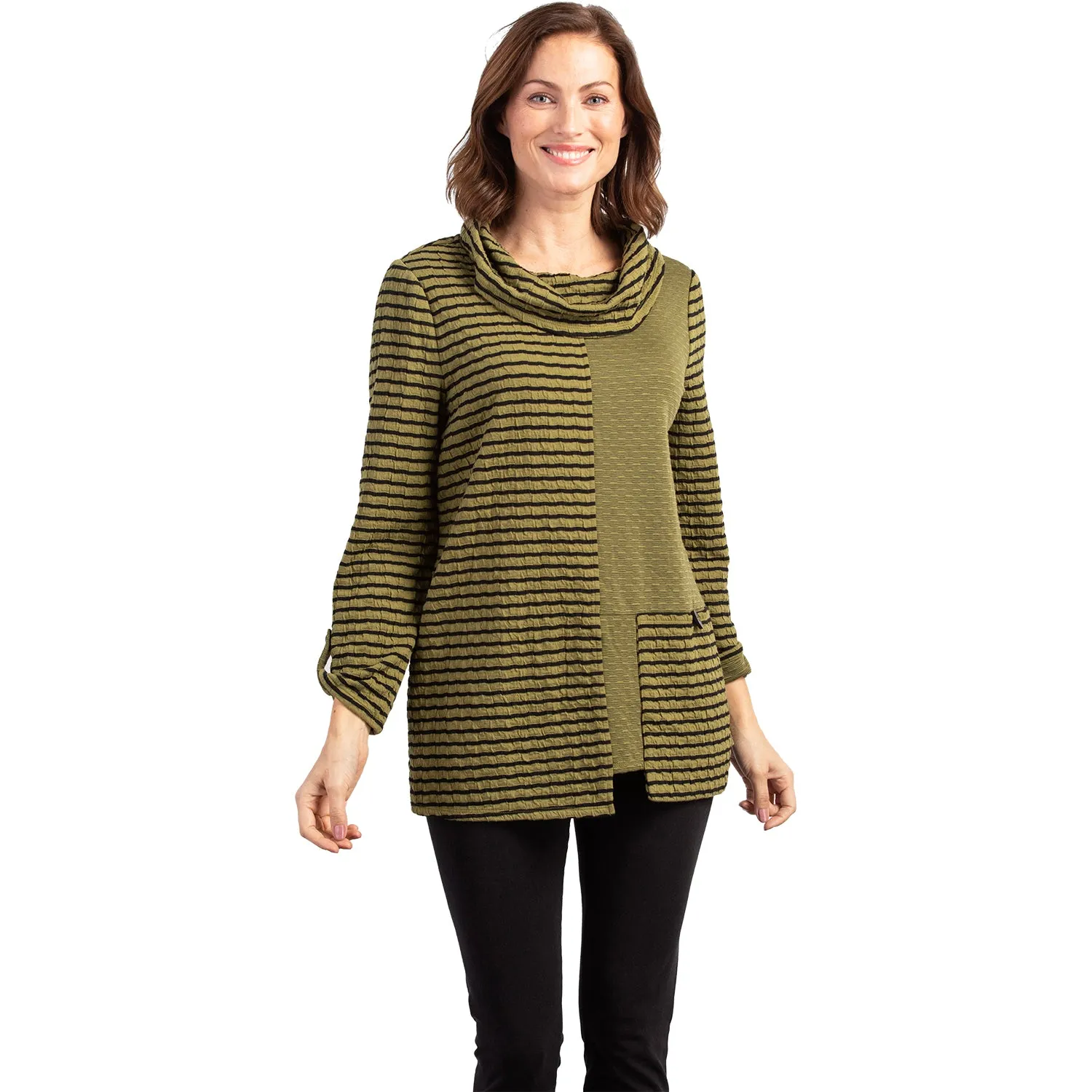 Women's Habitat Mixed Pocket Tunic Double Face Stripe Peat Moss