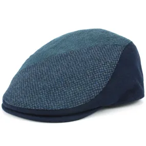 Wool Herringbone Mixed Fabric Flat Cap - Blue