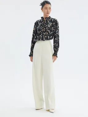 Wool High Waist Wide-leg Pants