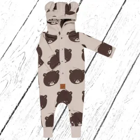 Zezuzulla Overall Eared Jumpsuit Bear on Beige